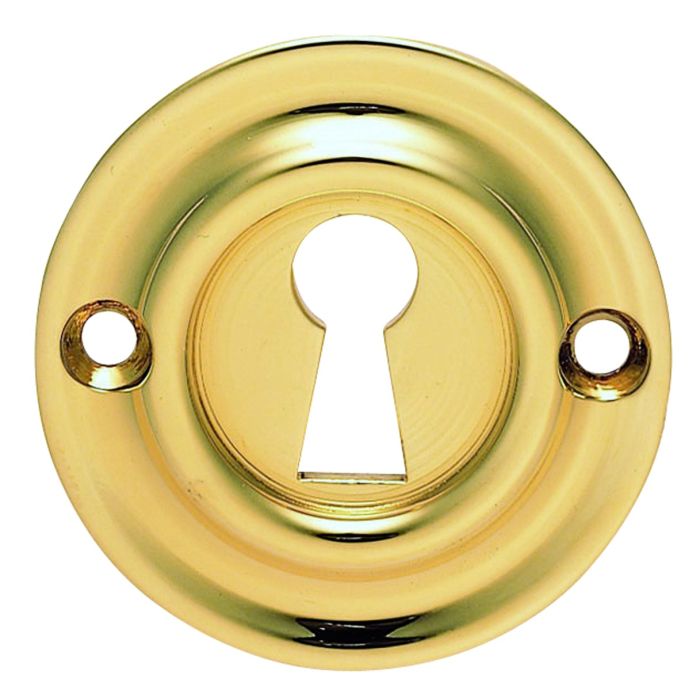 Carlisle Brass AQ41 Victorian Escutcheon Lock Profile Round Face Fix 42mm Polished Brass