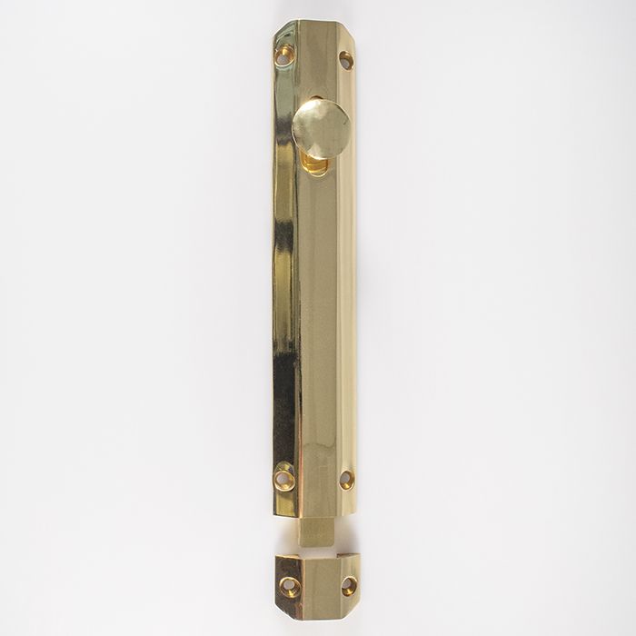 Carlisle Brass AQ83 Surface Bolt C/W Extruded Keeper & Flat Keeper 202mm Polished Brass