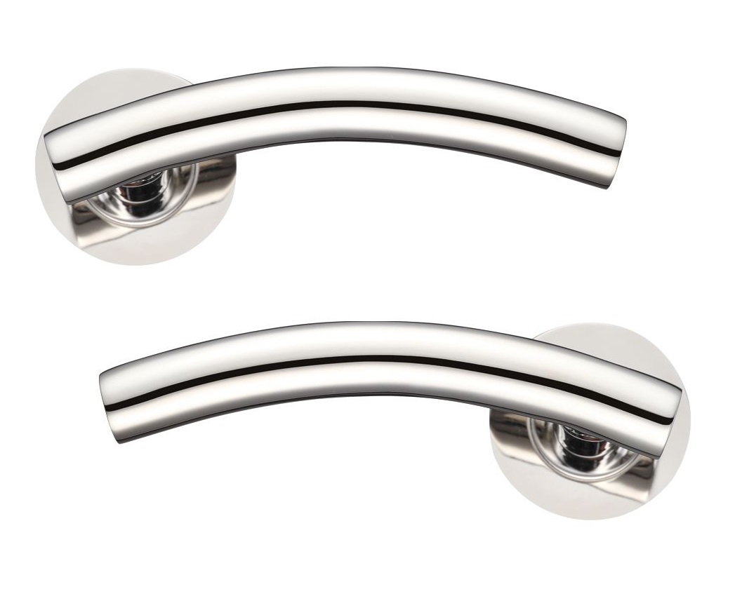 IRONZONE Arched Door Lever on Rose - Polished Chrome