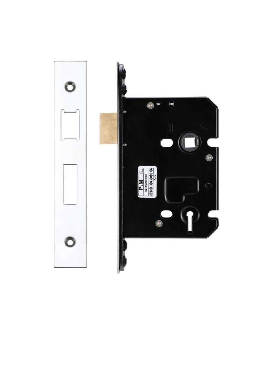 IRONZONE Architectural 3 Lever Sash Lock 76mm with 57mm Backset Reversable Latch Polished Stainless Steel