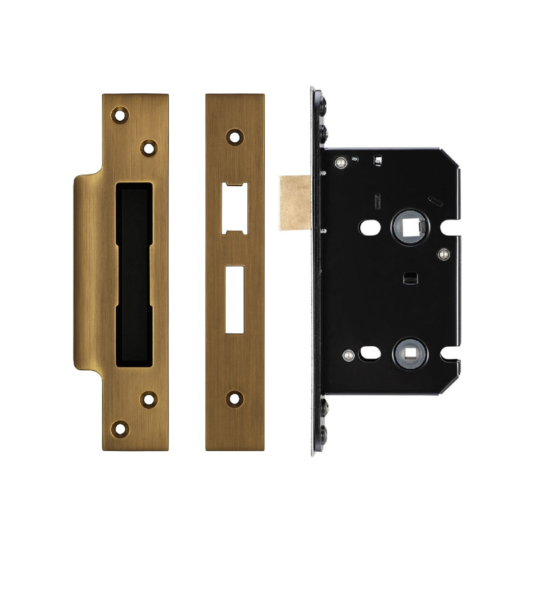 IRONZONE Architectural Bathroom Sash Lock 64mm with 45mm Backset Reversable Latch Antique Brass