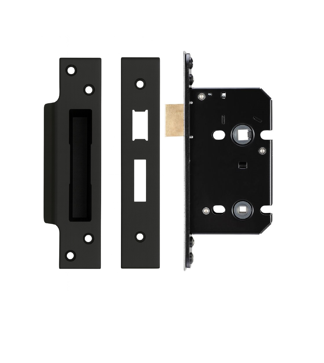 IRONZONE Architectural Bathroom Sash Lock 64mm with 45mm Backset Reversable Latch Black