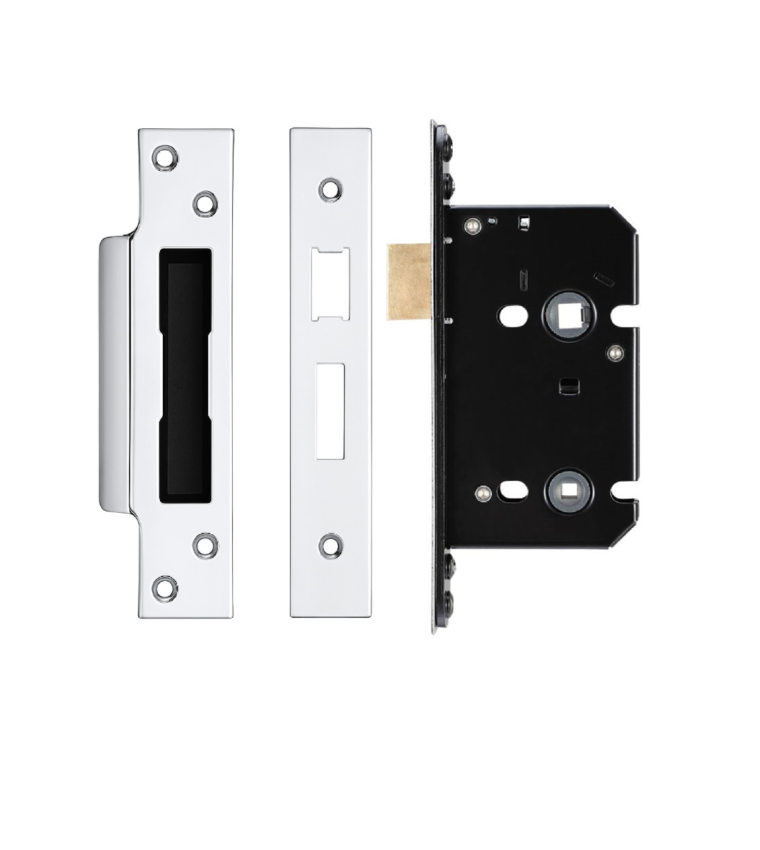 IRONZONE Architectural Bathroom Sash Lock 64mm with 45mm Backset Reversable Latch Polished Stainless Steel
