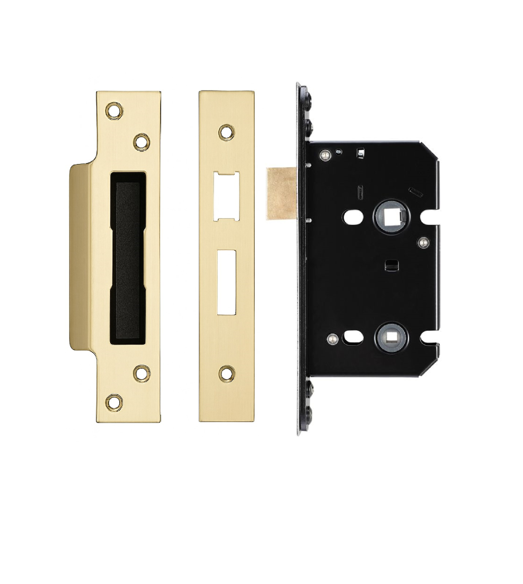 IRONZONE Architectural Bathroom Sash Lock 64mm with 45mm Backset Reversable Latch Satin Brass