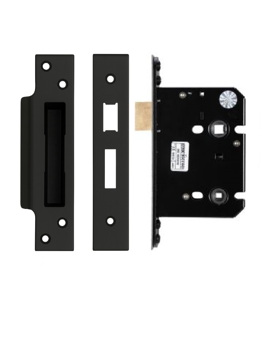 IRONZONE Architectural Bathroom Sash Lock 76mm with 57mm Backset Reversable Latch Black
