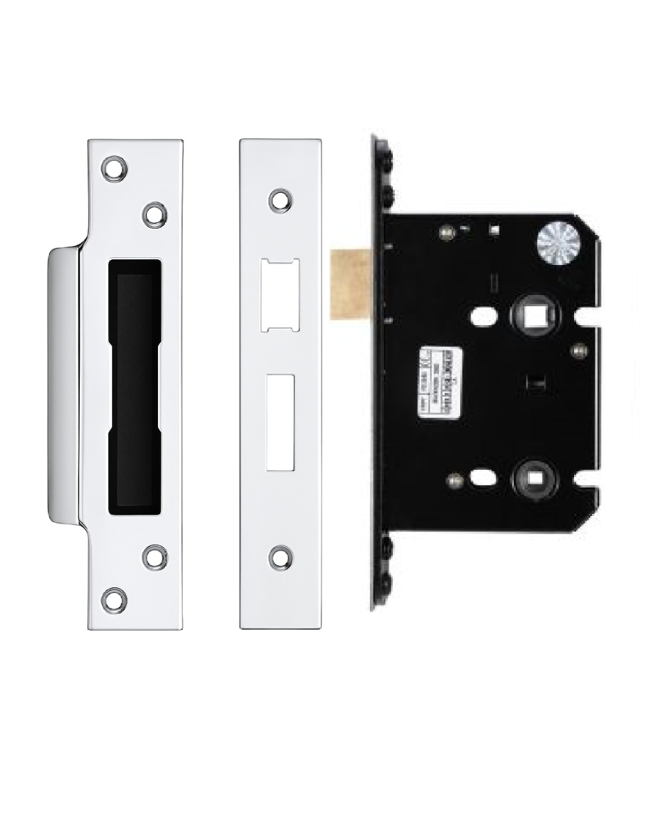 IRONZONE Architectural Bathroom Sash Lock 76mm with 57mm Backset Reversable Latch Polished Stainless Steel