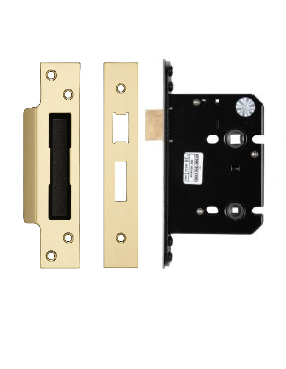 IRONZONE Architectural Bathroom Sash Lock 76mm with 57mm Backset Reversable Latch Satin Brass
