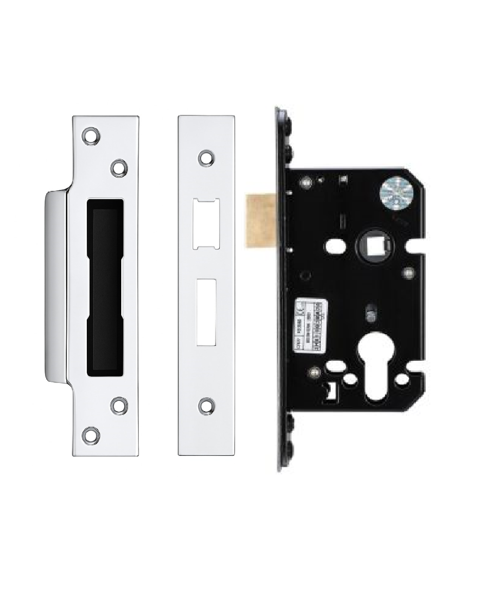 IRONZONE Architectural Euro Profile Sash Lock 64mm with 45mm Backset Reversable Latch Polished Stainless Steel