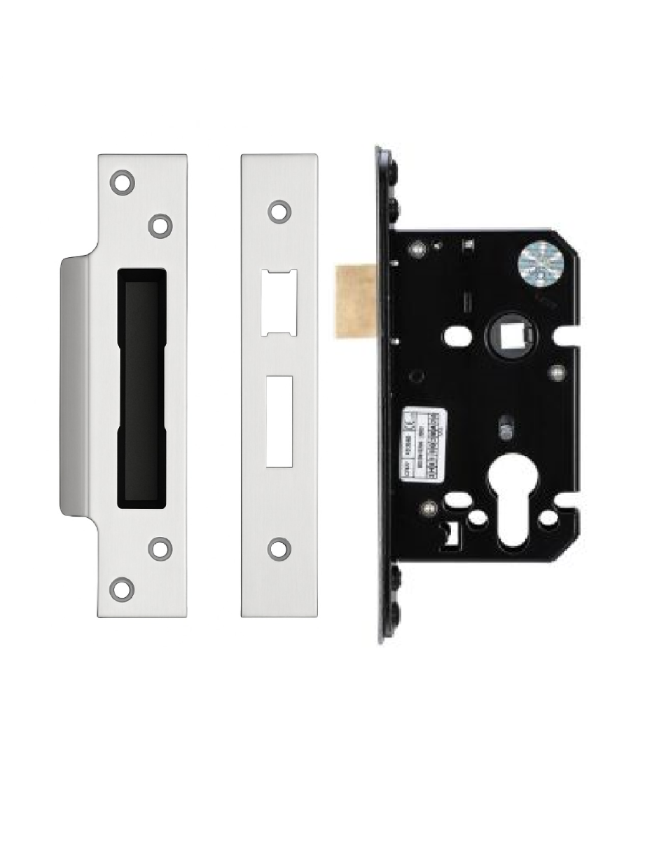 IRONZONE Architectural Euro Profile Sash Lock 64mm with 45mm Backset Reversable Latch Satin Stainless Steel