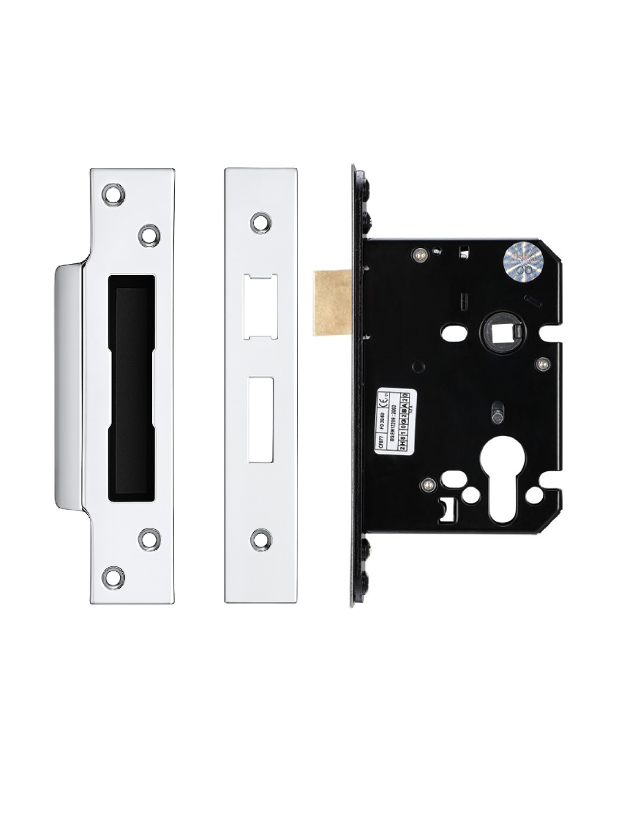 IRONZONE Architectural Euro Profile Sash Lock 76mm with 57mm Backset Reversable Latch Polished Stainless Steel