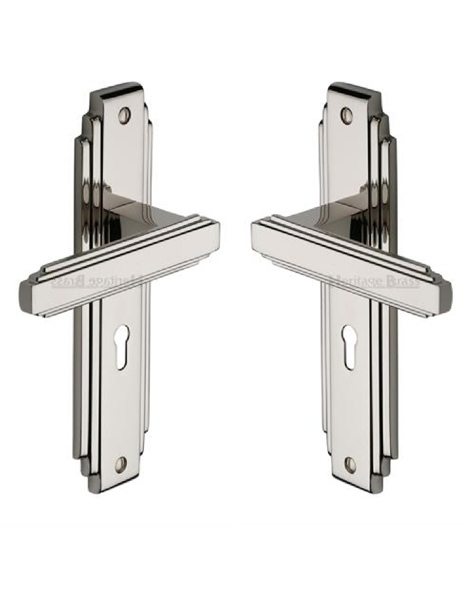Heritage Brass AST5900-PNF Door Handle Lever Lock Astoria Design Polished Nickel finish