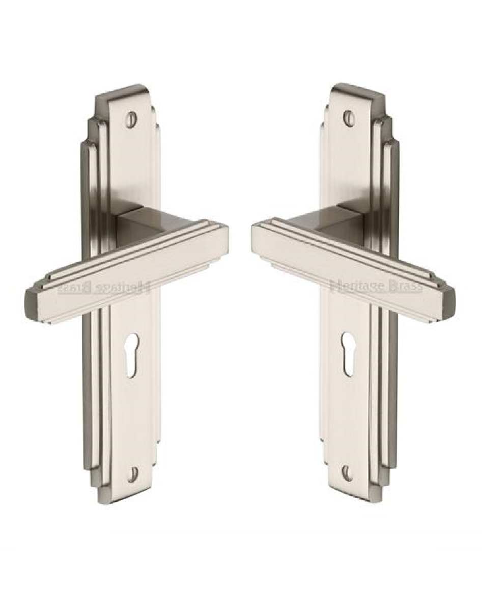 Heritage Brass AST5900-SN Door Handle Lever Lock Astoria Design Satin Nickel finish