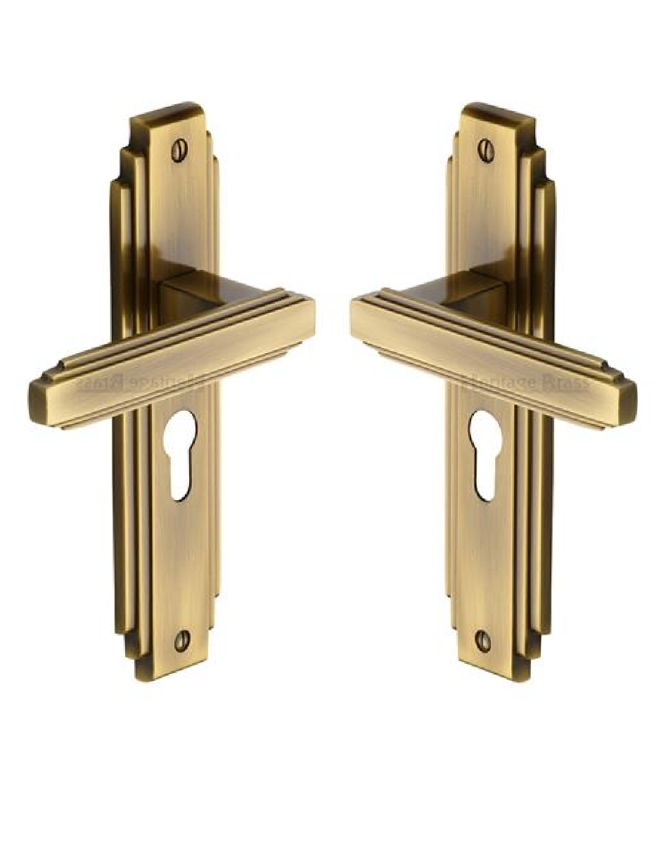 Heritage Brass AST5948-AT Door Handle Euro Profile Astoria Design Antique finish