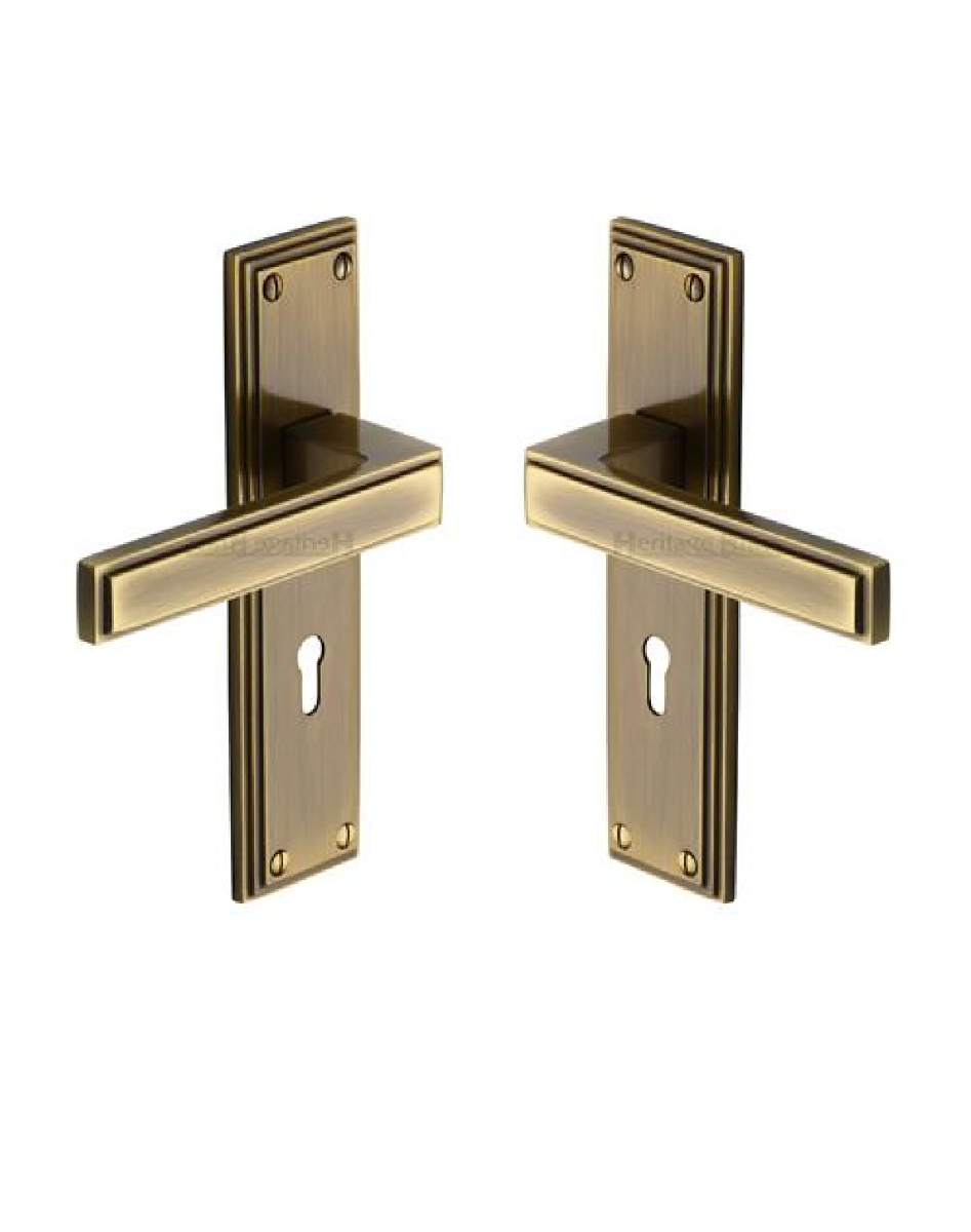 Heritage Brass ATL5700-AT Door Handle Lever Lock Atlantis Design Antique finish