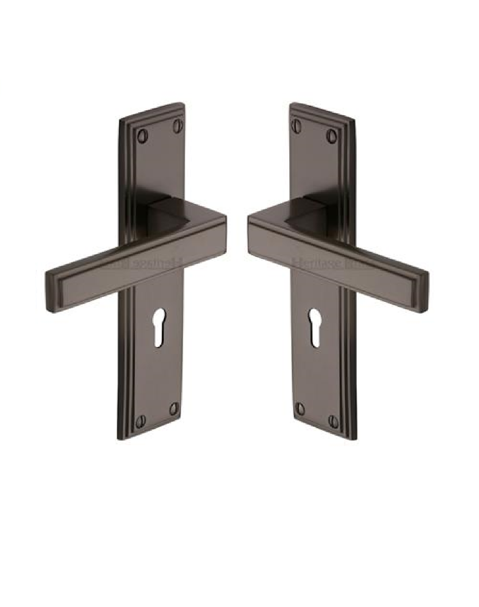 Heritage Brass ATL5700-MB Door Handle Lever Lock Atlantis Design Matt Bronze finish