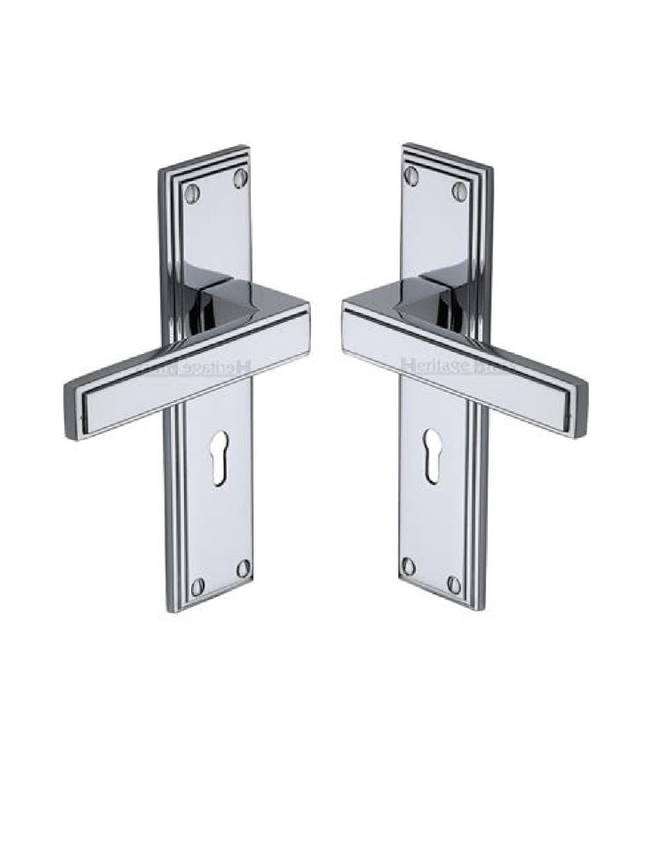 Heritage Brass ATL5700-PC Door Handle Lever Lock Atlantis Design Polished Chrome finish