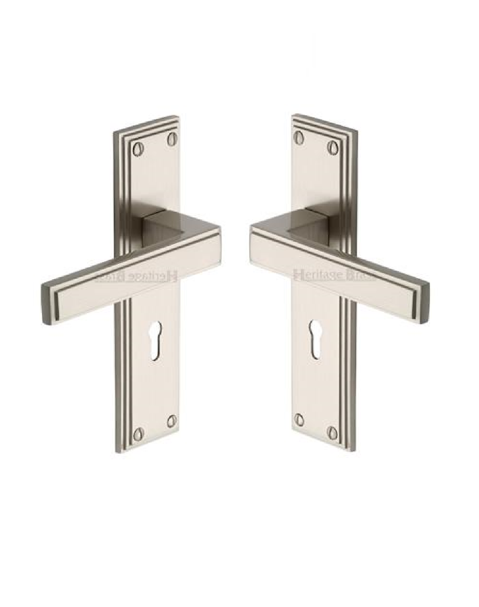 Heritage Brass ATL5700-SN Door Handle Lever Lock Atlantis Design Satin Nickel finish