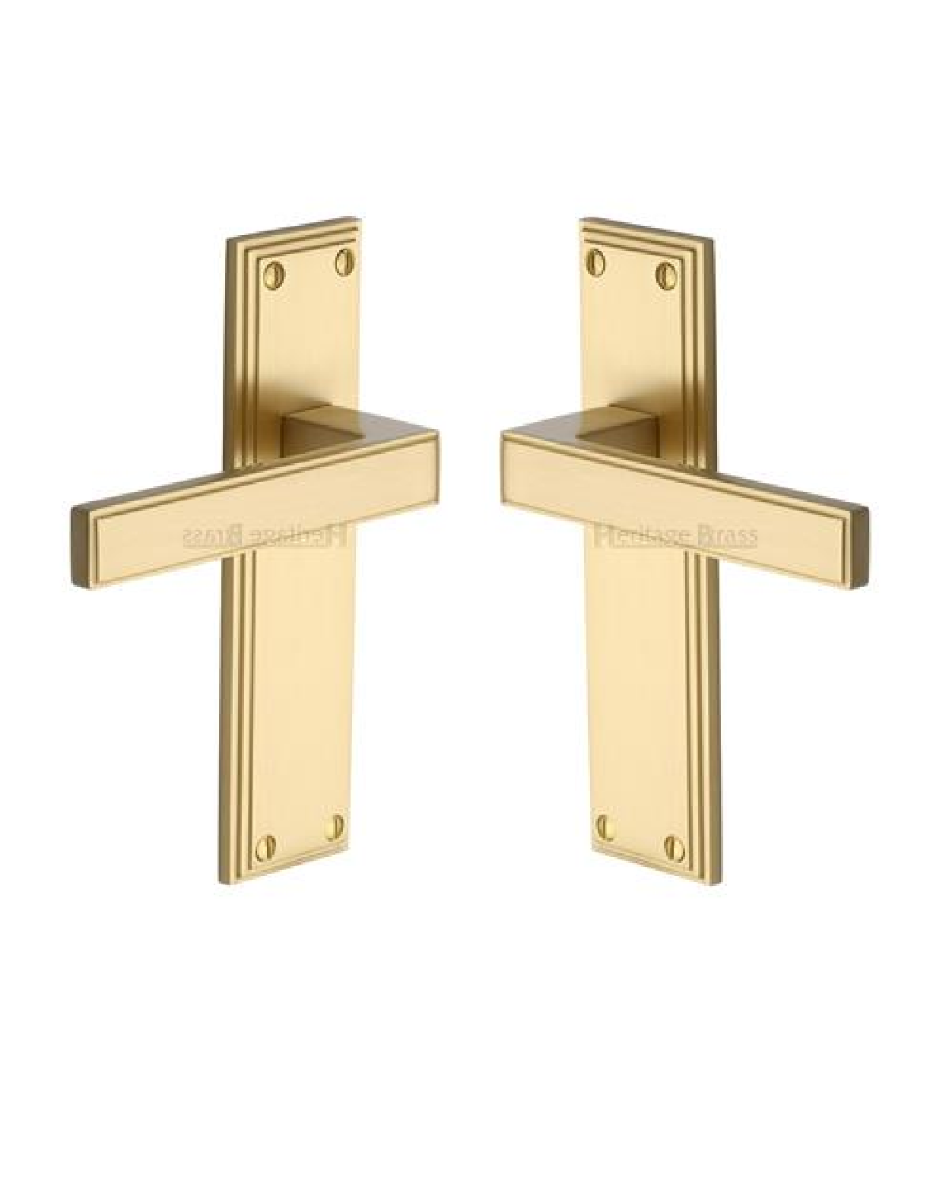 Heritage Brass ATL5710-SB Door Handle Lever Latch Atlantis Design Satin Brass finish
