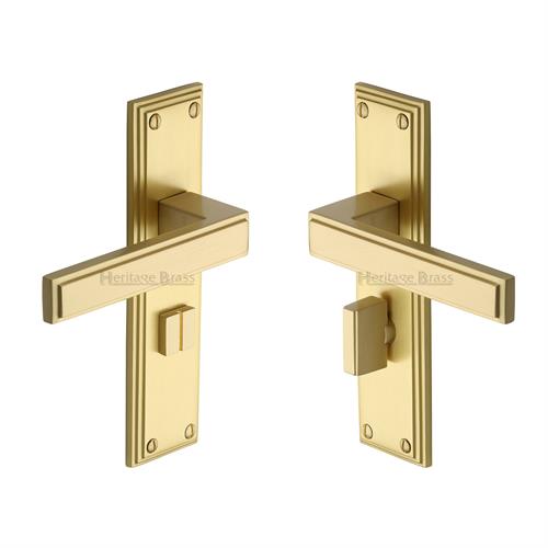 Heritage Brass ATL5730-SB Door Handle for Bathroom Atlantis Design Satin Brass finish