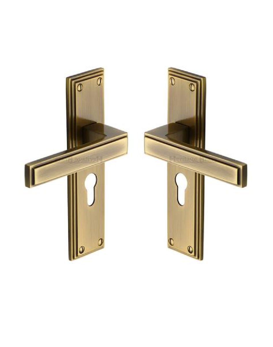 Heritage Brass ATL5748-AT Door Handle Euro Profile Atlantis Design Antique finish