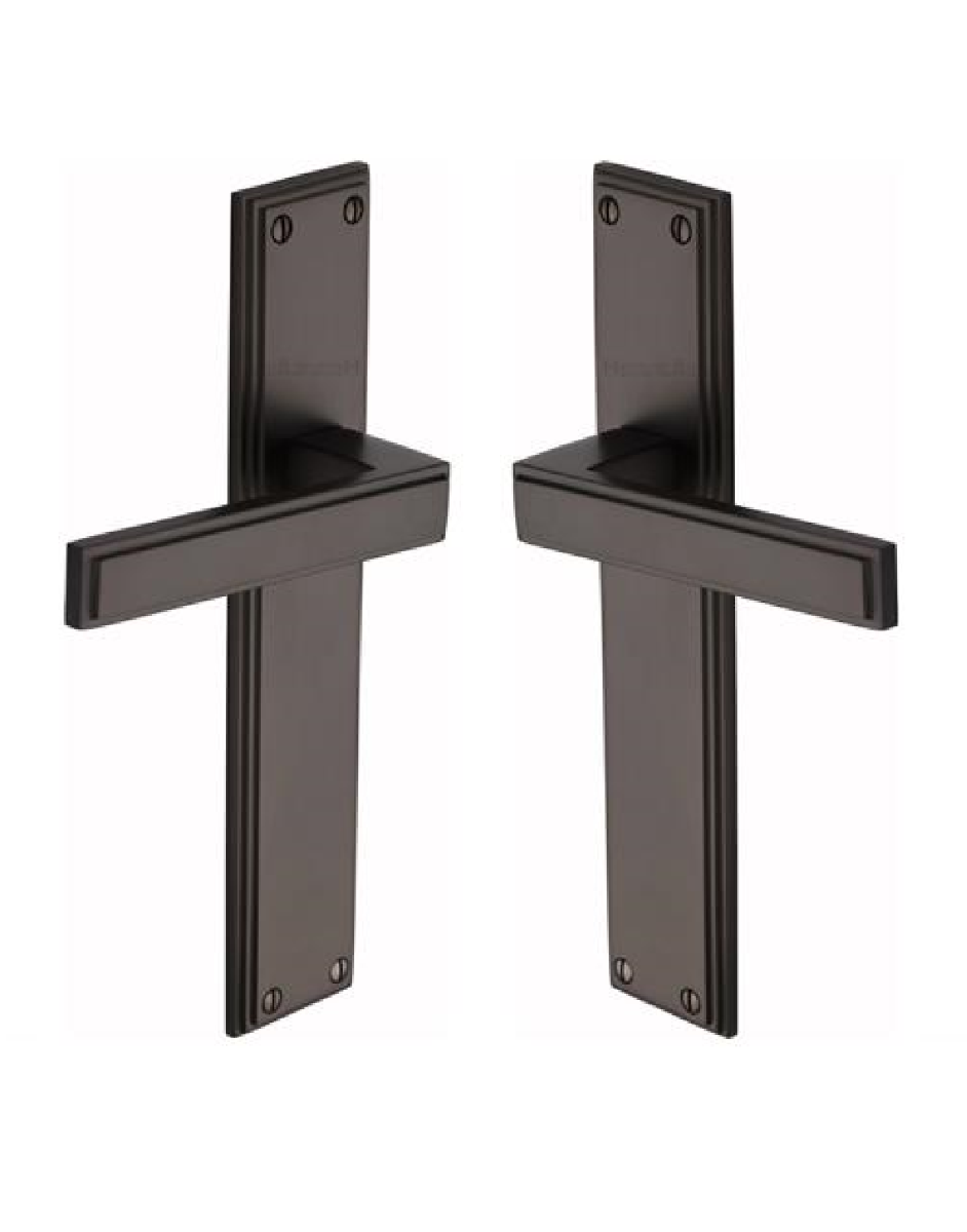 Heritage Brass Atlantis Long Door Handle on Latch Plate Matt Bronze ATL6710-MB