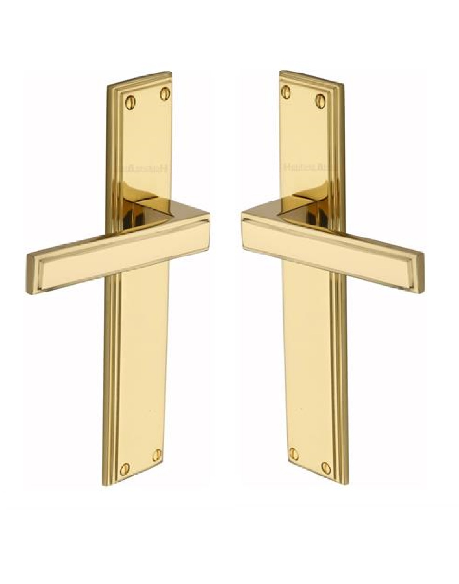 Heritage Brass Atlantis Long Door Handle on Latch Plate Polished Brass ATL6710-PB