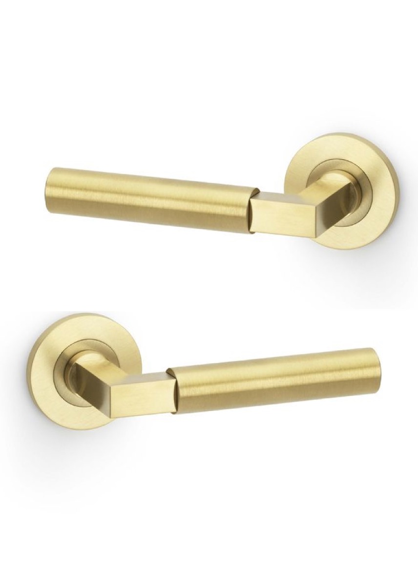 Alexander And Wilks Hurricane Lever Plain On 50X6mm Rose Satin Brass Pvd AW201SBPVD