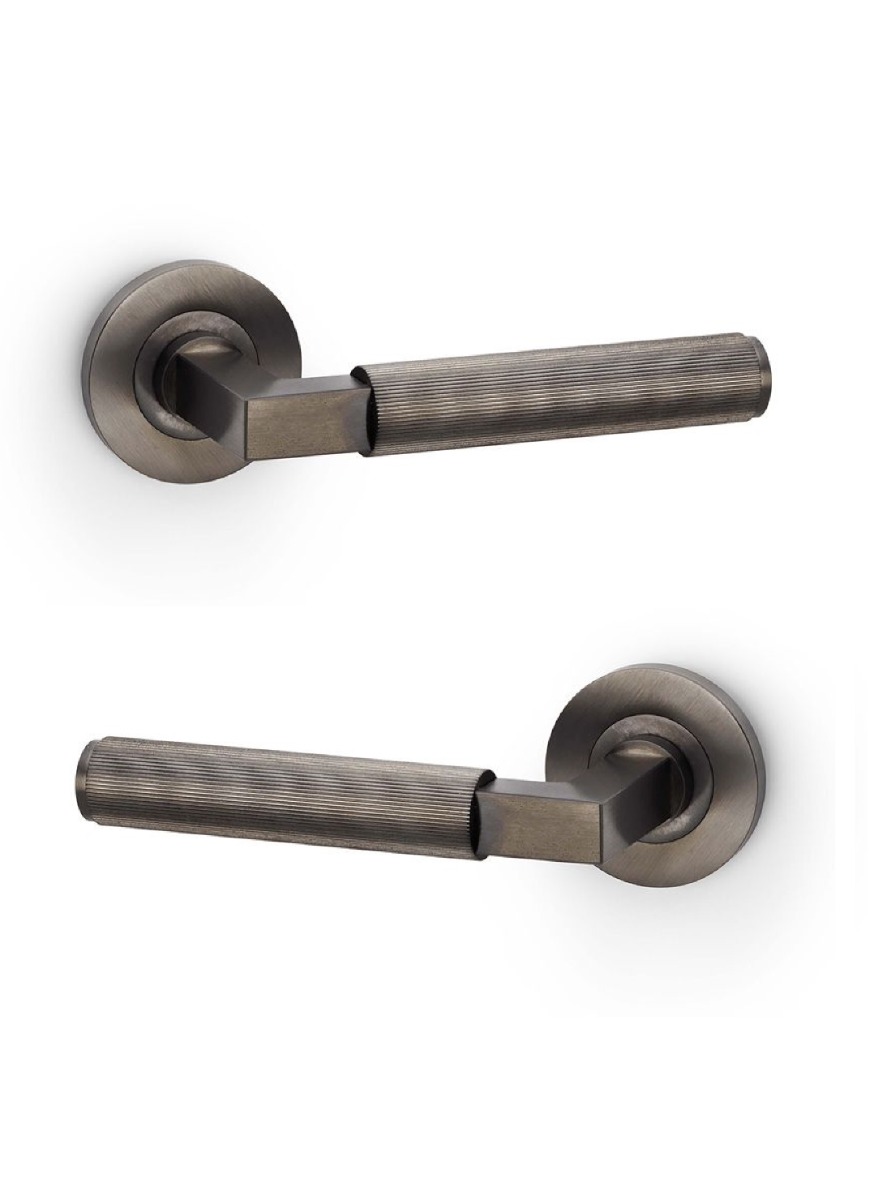 Alexander And Wilks Hurricane Lever Reeded On 50X6mm Rose Dark Bronze Pvd AW202DBZPVD