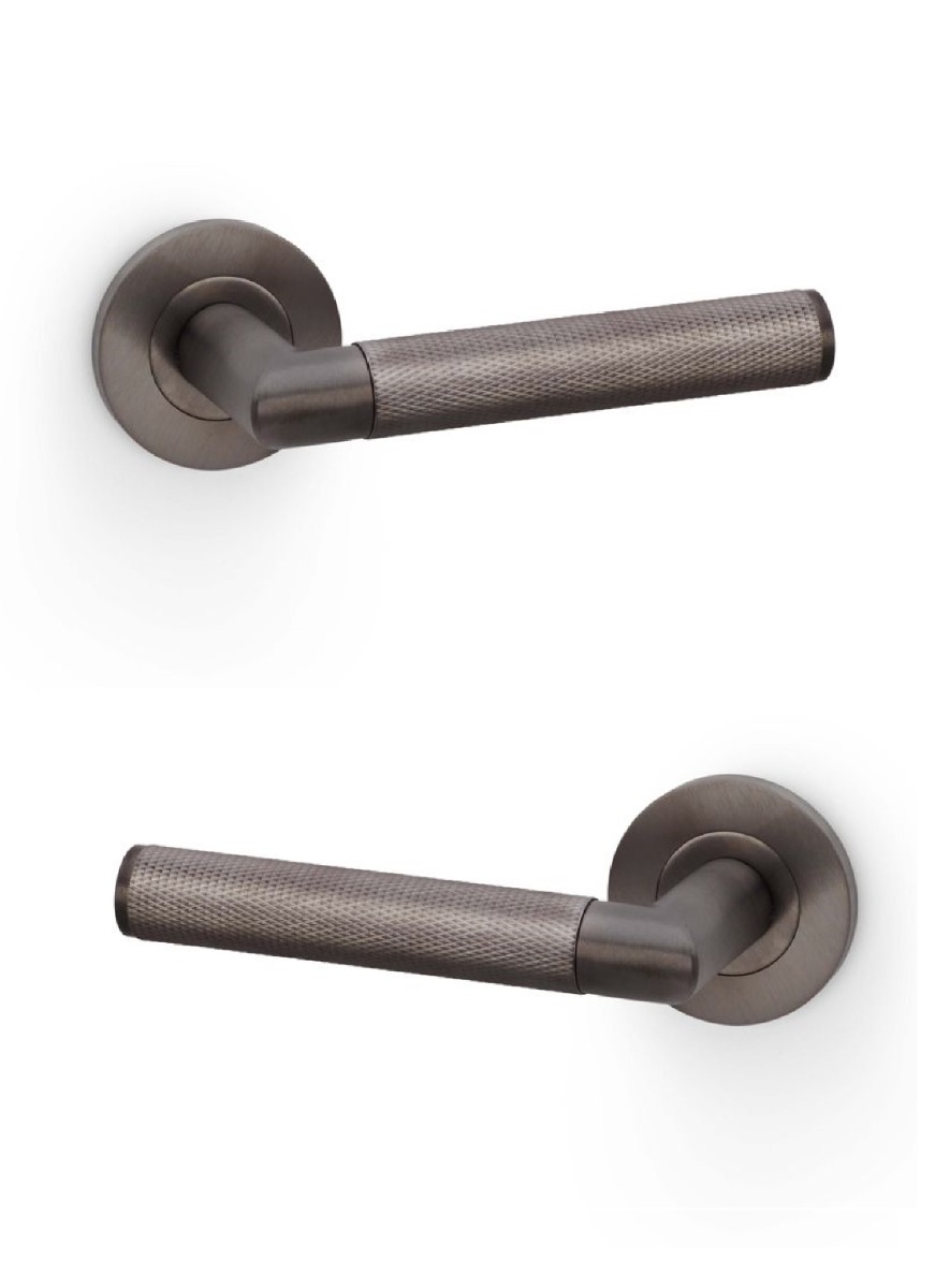 Alexander And Wilks Harrier Lever Knurled On 50X6mm Rose Dark Bronze Pvd AW210DBZPVD