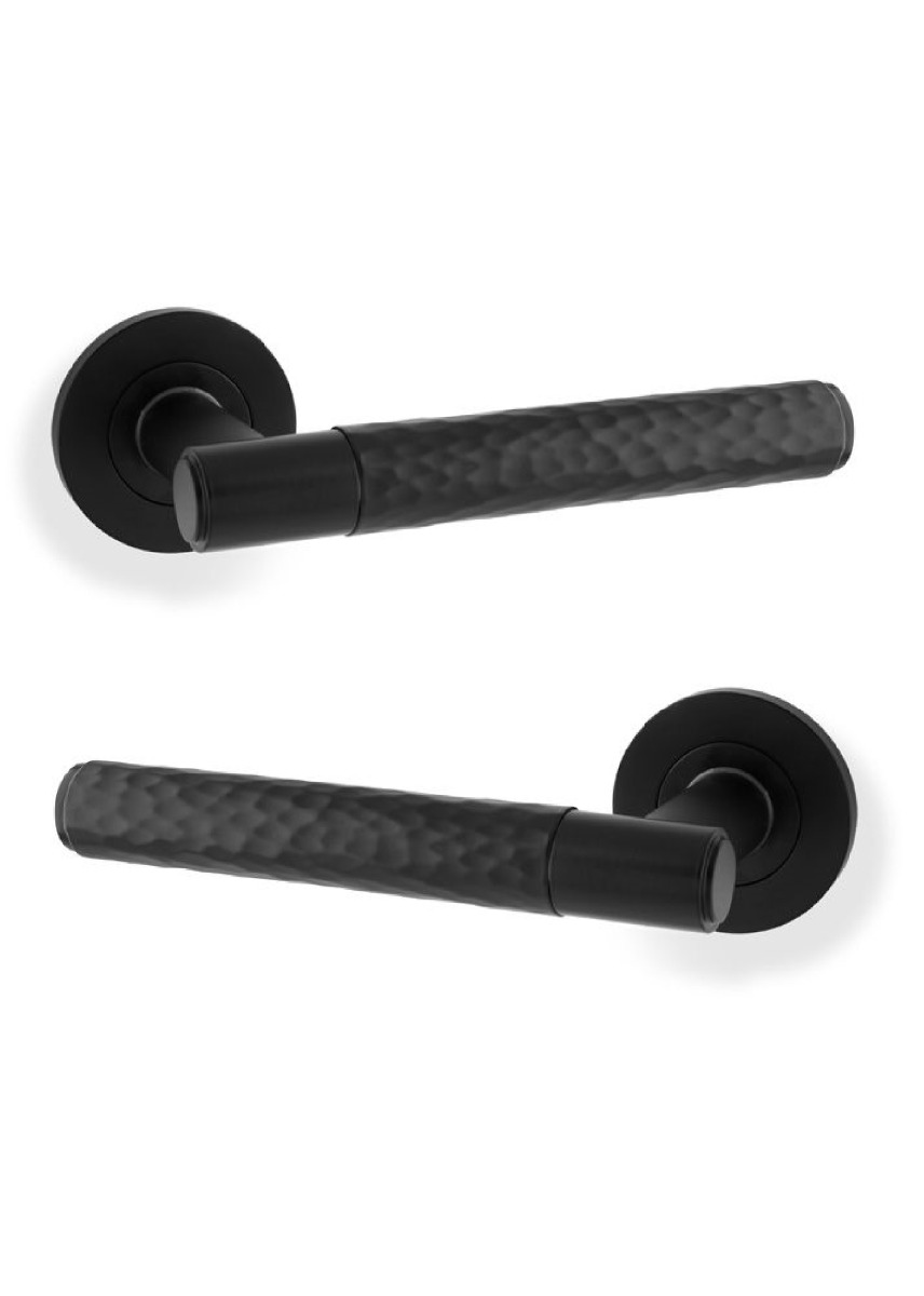 Alexander And Wilks Spitfire Lever Hammered On 50X6mm Rose Matt Black AW223BL