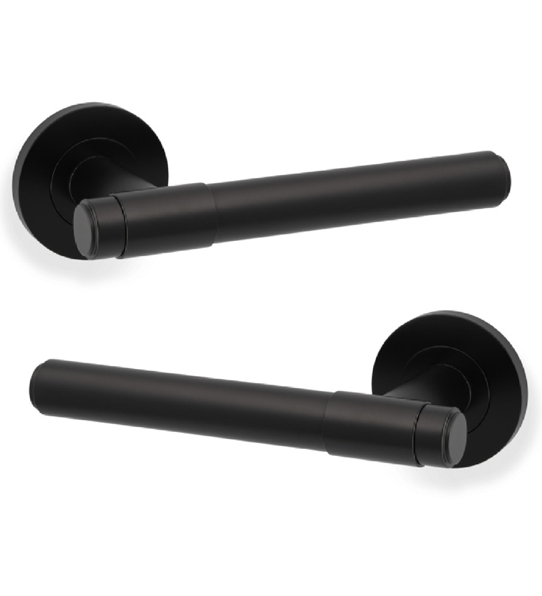 Alexander And Wilks Kingston Plain Door Handle on Rose 50mm Black