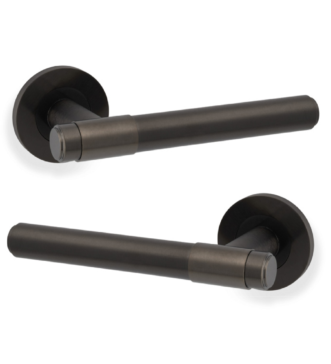 Alexander And Wilks Kingston Plain Door Handle on Rose 50mm Dark Bronze Pvd