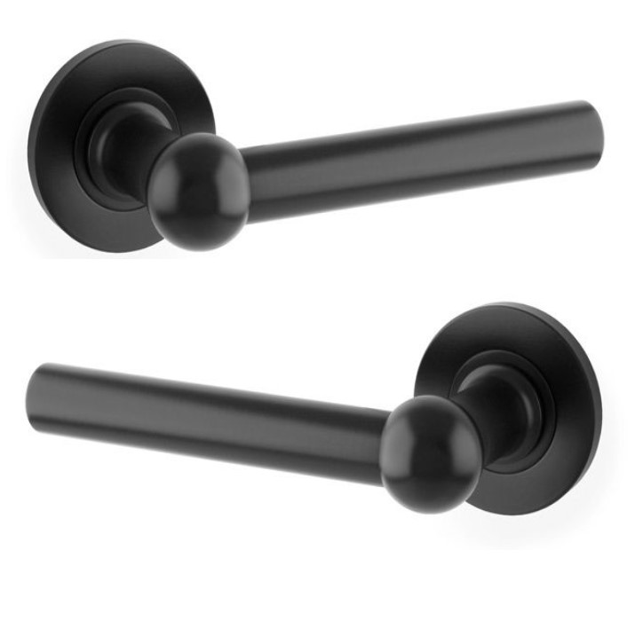 Alexander And Wilks Siskin Door Handle On Rose 50mm Black