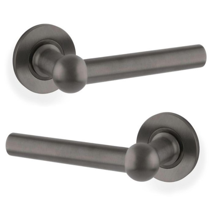 Alexander And Wilks Siskin Door Handle On Rose 50mm Dark Bronze Pvd
