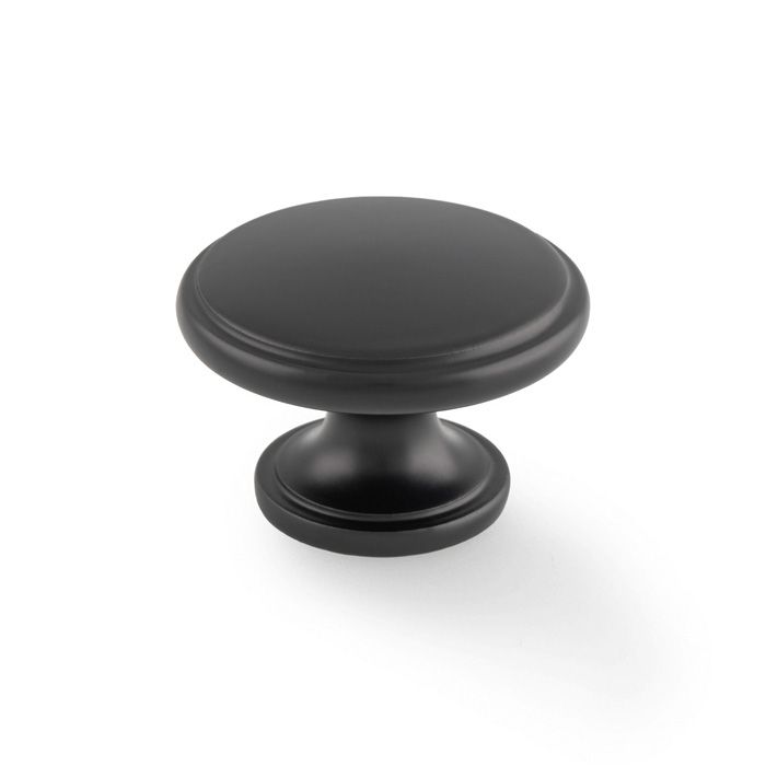 Alexander And Wilks Cambridge Round Cupboard Knob - 38mm Black AW849-38-BL