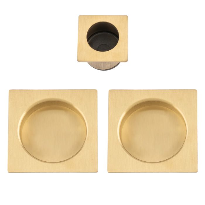 Sliding door pull Kit - 60mm Square-Satin Brass PVD By Alexander & Wilks AW995SBPVD