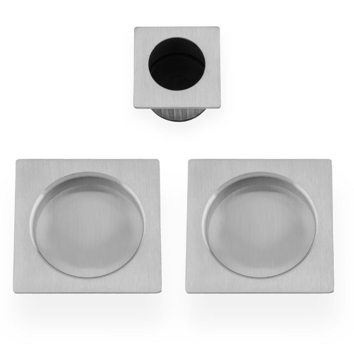 Sliding door pull Kit - 60mm Square-Satin Chrome By Alexander & Wilks AW995SC