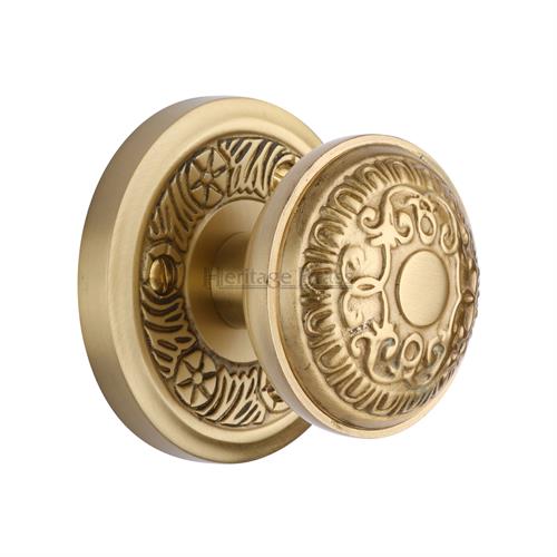 Heritage Brass AYD1324-SB Mortice Knob on Rose Aydon Design Satin Brass finish