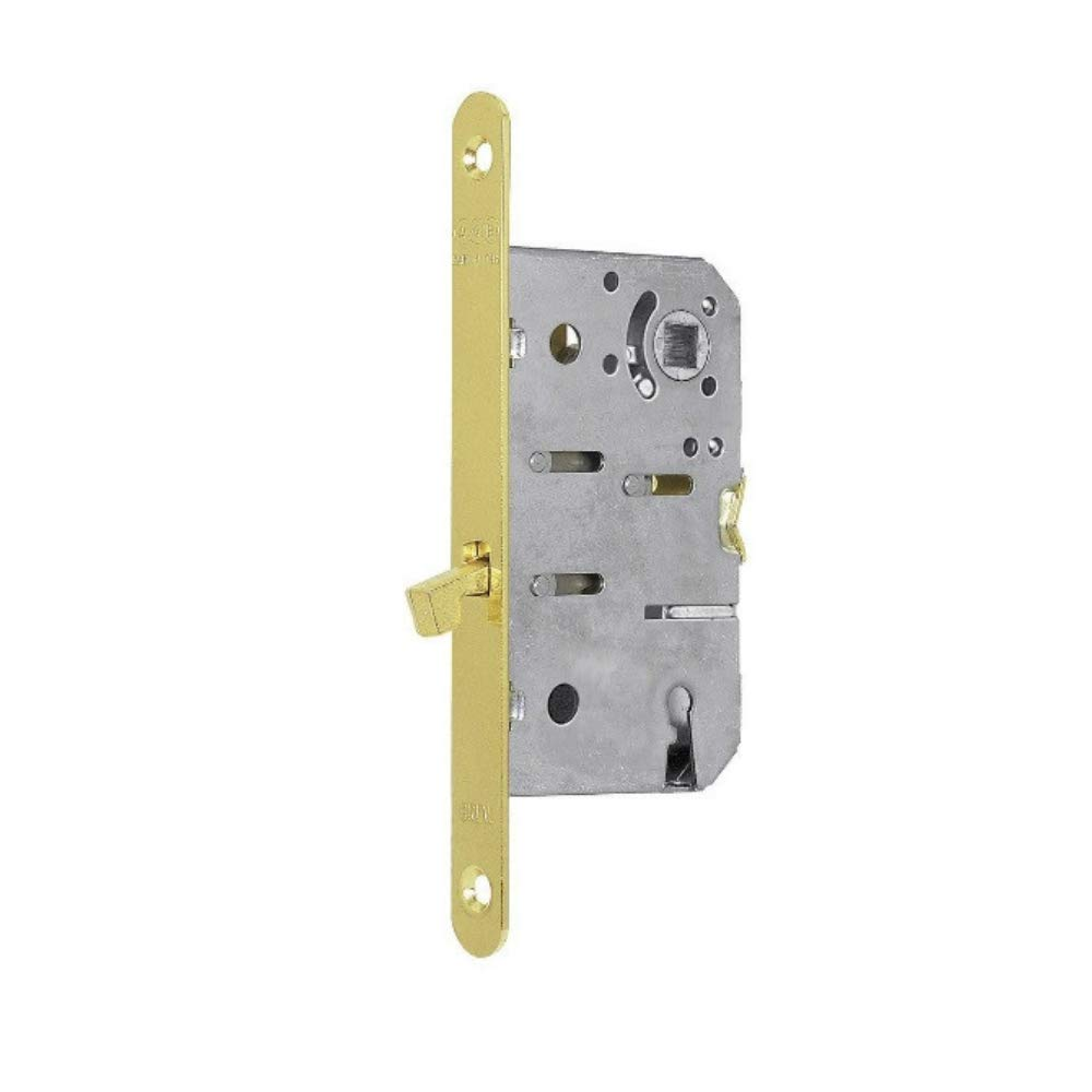 AGB Sliding Door Bathroom Lock Set with Round Flush Handle - Polished Brass B046815003