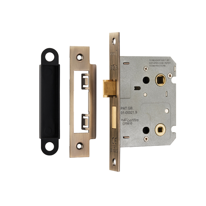 Eurospec BAE5030AB Easi-T Bathroom Lock 76mm Residential 64mm Antique Brass