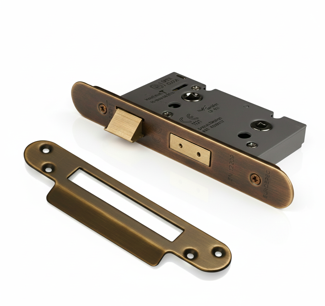 Eurospec Easi - T Bathroom Security Sashlock 44mm Backset 64mm Case Radius Antique Brass