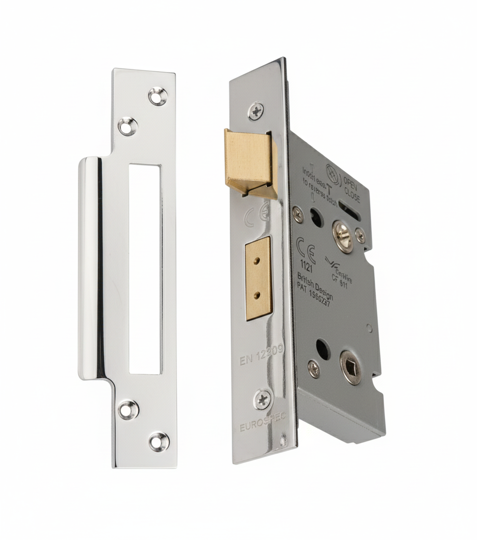 Eurospec Easi - T Bathroom Security Sashlock 44mm Backset 64mm Case Polished Stainless Steel