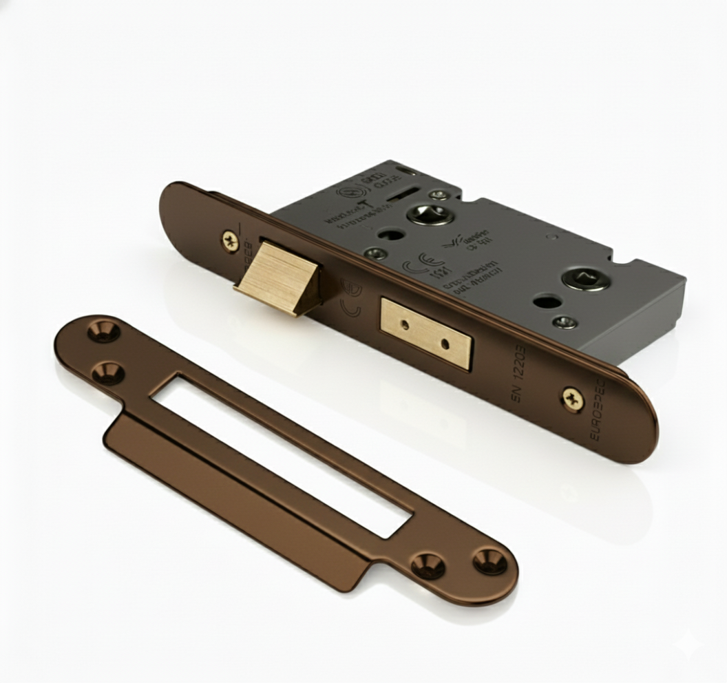 Eurospec Easi - T Bathroom Security Sashlock 44mm Backset 64mm Case Radius Matt Bronze