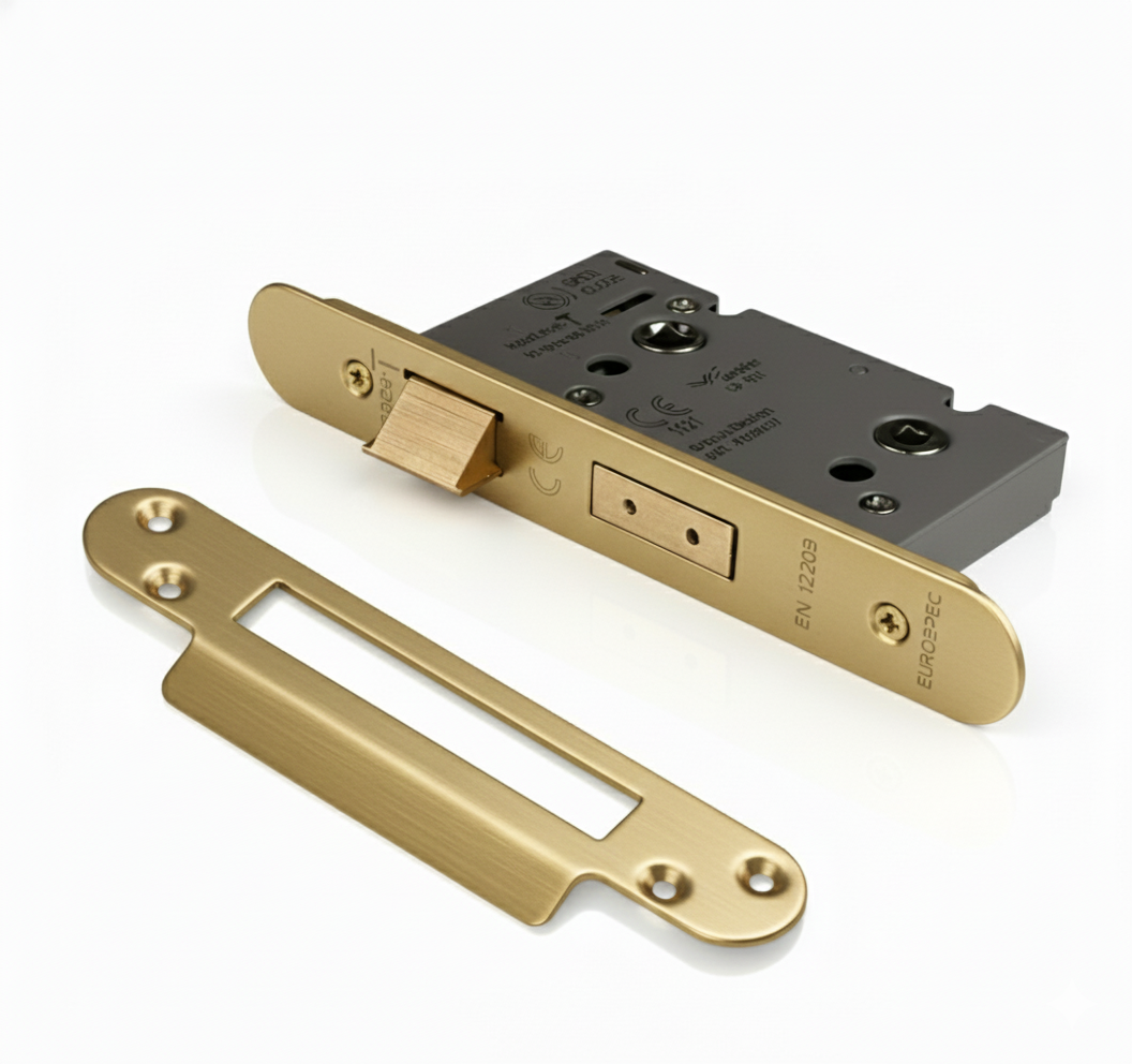 Eurospec Easi - T Bathroom Security Sashlock 44mm Backset 64mm Case Radius Satin Brass
