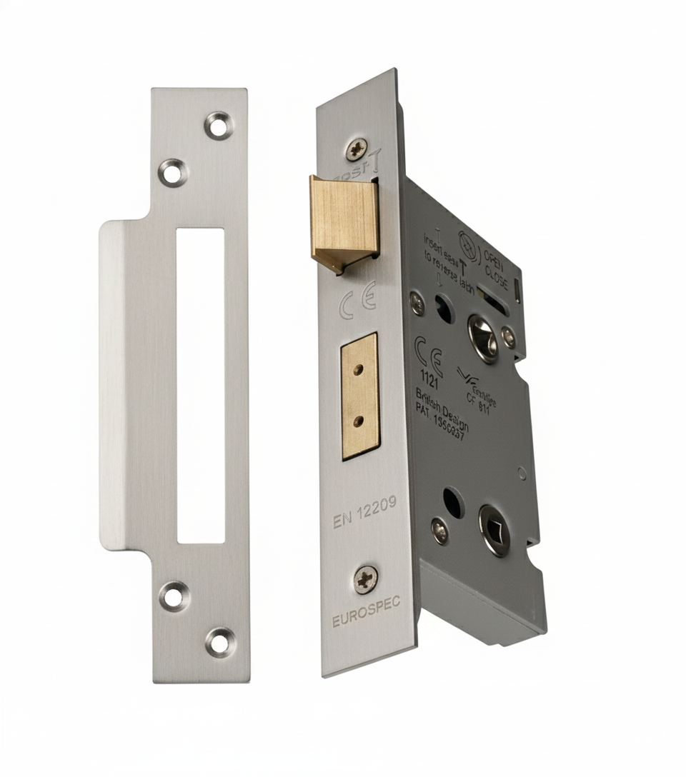 Eurospec BAS5025SSS Easi - T - Bathroom Lock 5mm Follower 44mm 64mm Satin Stainless Steel