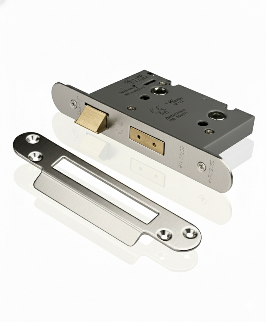 Eurospec BAS5030SSS/R Easi - T Bathroom Lock 5mm Follower 57mm Radius 76mm Satin Stainless Steel