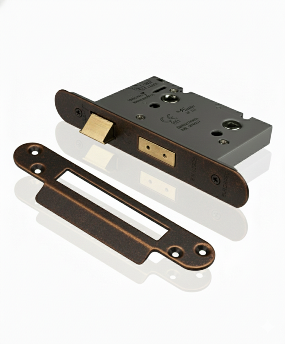 Eurospec Easi - T Bathroom Security Sashlock 57mm Backset 76mm Case Radius Antique Brass