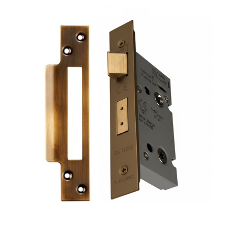Eurospec Easi - T Bathroom Security Sashlock 57mm Backset 76mm Case Antique Brass