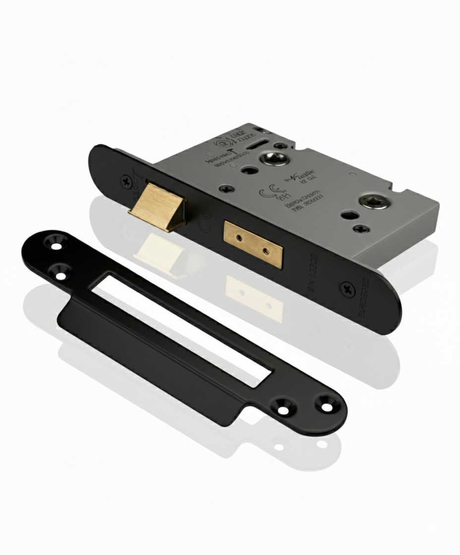 Eurospec Easi - T Bathroom Security Sashlock 57mm Backset 76mm Case Radius Matt Black