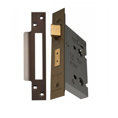 Eurospec Easi - T Bathroom Security Sashlock 57mm Backset 76mm Case Matt Bronze